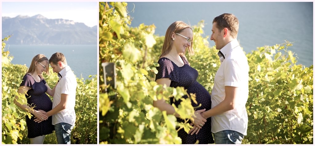 photographe mariage grossesse lausanne geneve séance photo dans les vignes au bord du lac leman