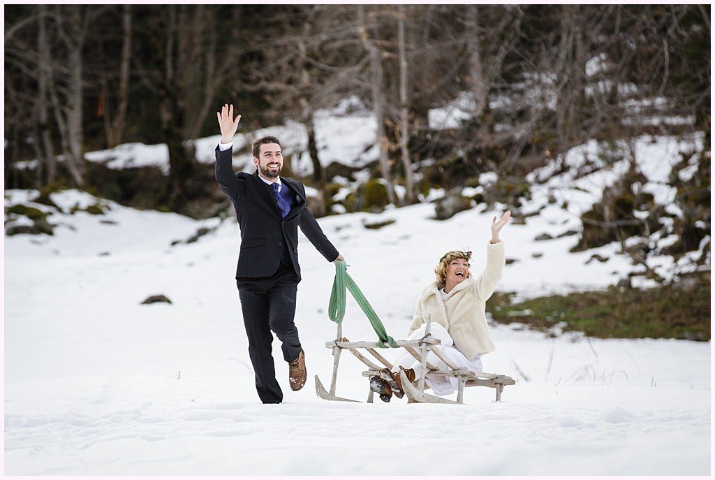 photo couple mariage hiver neige près de grenoble